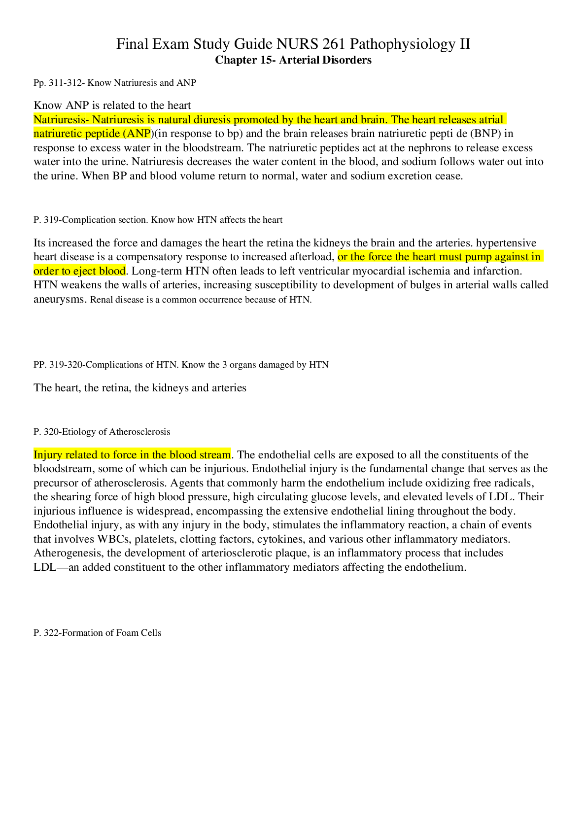 Preview image for Final Exam Study Guide NURS 261 Pathophysiology II